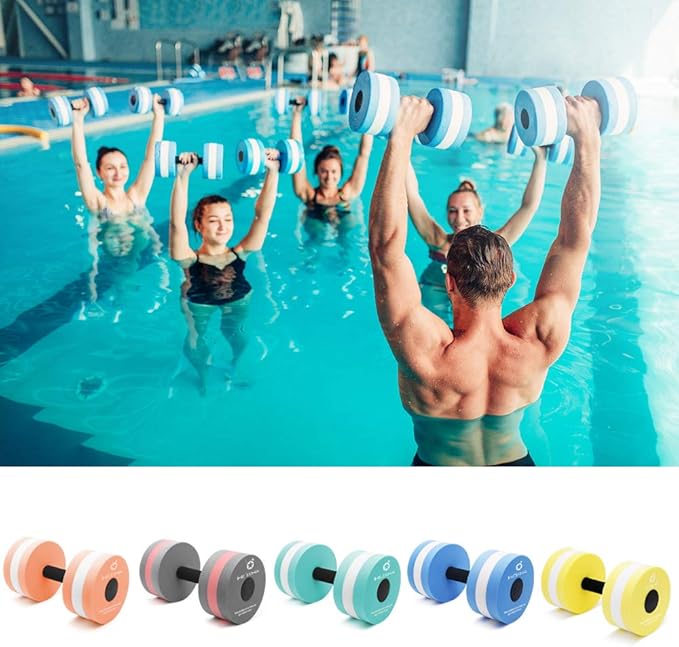 Aquatic Exercise Dumbell Set of 2 - Water Aerobic Exercise Foam Dumbbells Pool Resistance Fitness Equipment for Weight Loss