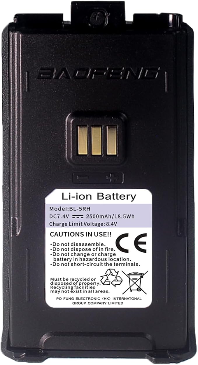 BAOFENG UV-5RM Battery 2500mAh Enlarge Capacity for UV-5RH 7.4V BL-5RH BL-5RH Li-ion GM-5RH Walkie