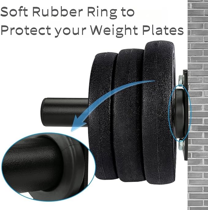 Weight Plate Holder, Steel Wall Mounted Weight Plate Rack Storage for 2" Weight Plate, Mounting Hardware Included