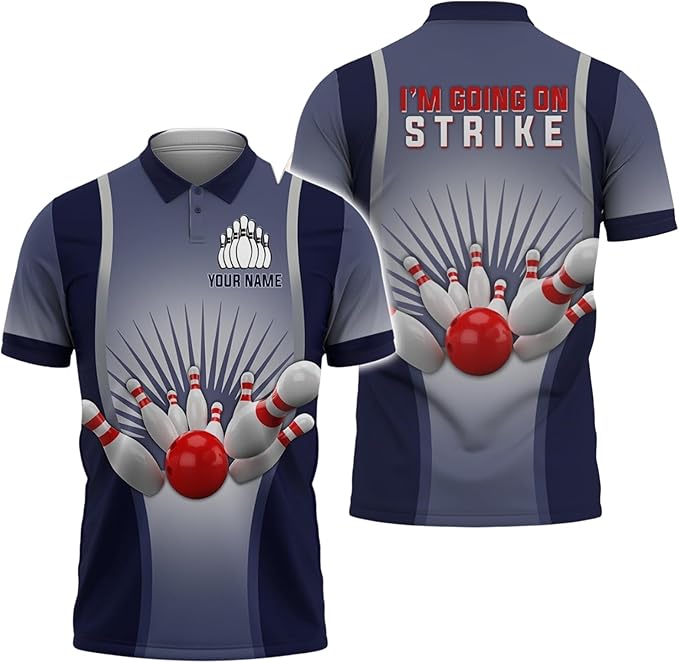Personalized 3D Bowling Polo Shirts, Custom Name, Team Name Shirt, Bowling Shirts for Men Women, Birthday, Christmas