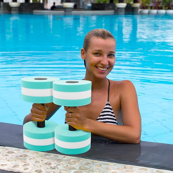 Aquatic Exercise Dumbell Set of 2 - Water Aerobic Exercise Foam Dumbbells Pool Resistance Fitness Equipment for Weight Loss