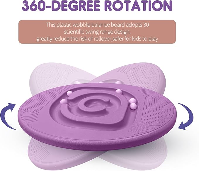 Wobble Board for Kids Plastic Balance Board Rocker Maze Board with 5 Balls Toddler Physical Therapy Toy