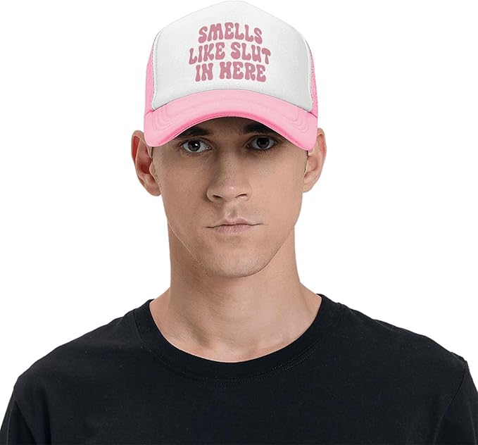 Put It On My Husband's Tab Drinking Trucker Hat - Funny Pink Trucker Hat for Women and Men