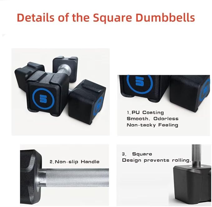 Cast Iron Dumbbells,(5.5LB-30LB)/Single(30LB/55LB) Dumbbell Weights with PU Coating and Anti-slip Grip,No Odor