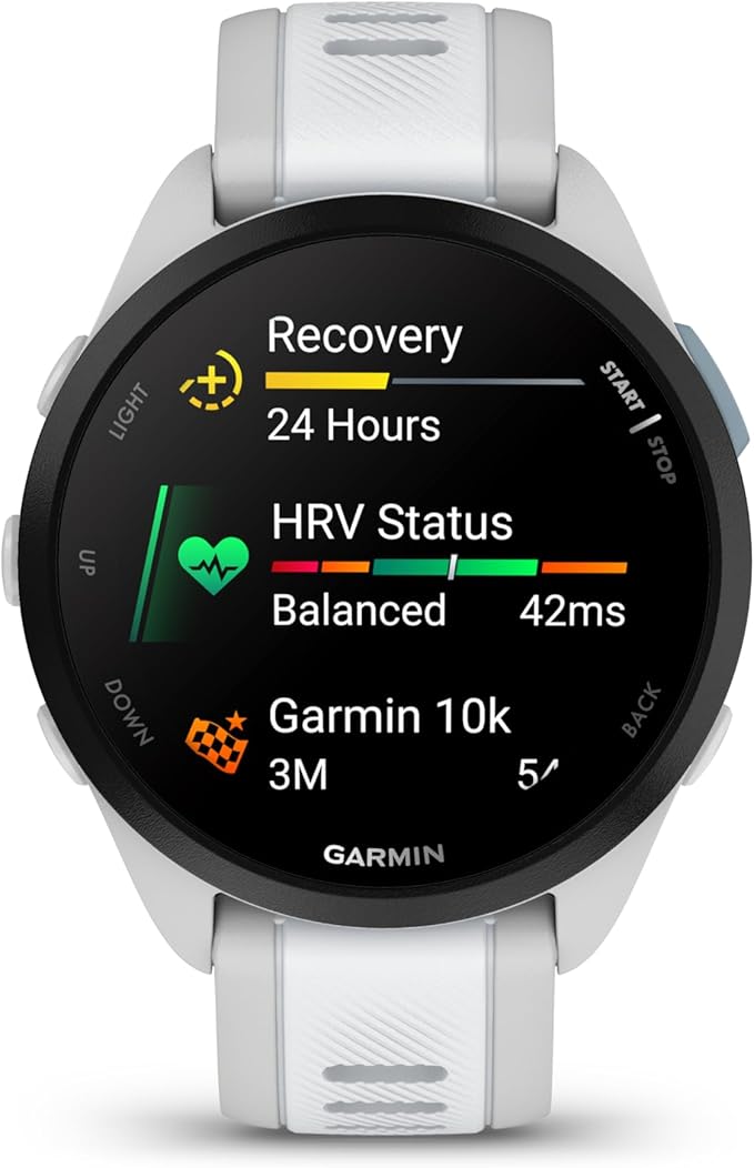 Garmin Forerunner 165 Music GPS Running Smartwatch, Fitness Tracker Smart Watch for Men and Women Bundle with Accessories - Mist Gray/Whitestone