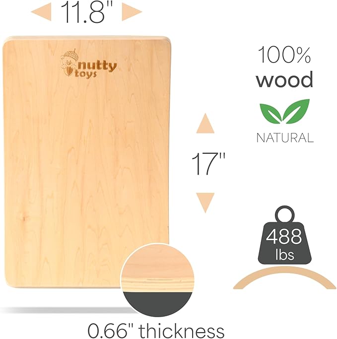 NUTTY TOYS Montessori Wooden Wobble Board for Kids & Adults -100% Natural Wood Balance Board Toddler Balancing Toy Unique Boy & Girl Open Ended Toy Best Christmas Stocking Stuffer Gifts Idea 2024