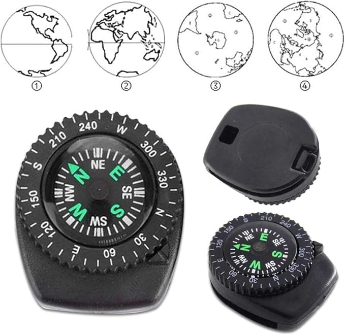 Button Compass - Mini Black Survival Compass Compass