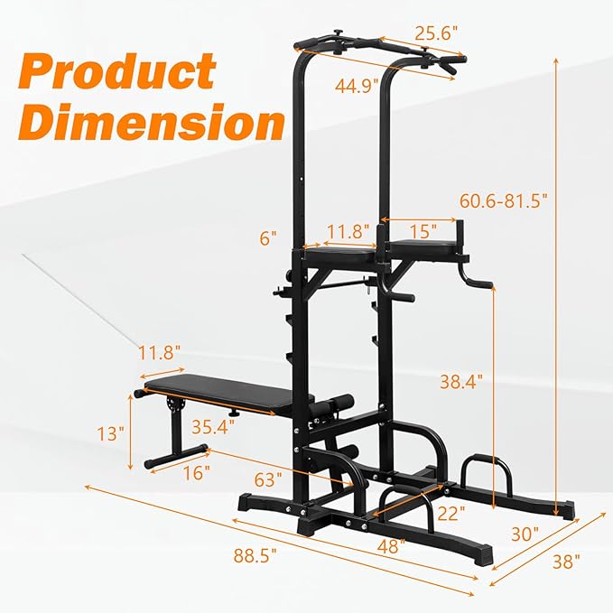 Power Tower with Bench Pull Up Bar Dip