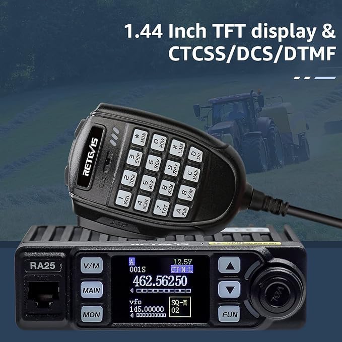 Retevis RA25 Dual Band Mobile Radio MR100 High 500 Channels,