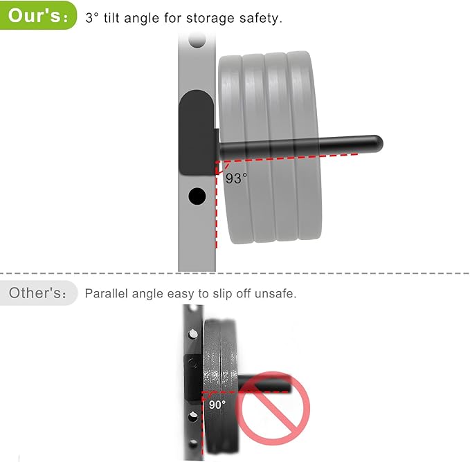 Kipika J-Hooks and Weight Plate Holder Set for 2" x 2" and 3" x 3" Power Rack - Squat Rack Attachments for Strength Training and Weight Storage - Fit Standard 1-inch and Olympic 2-inch weight plates