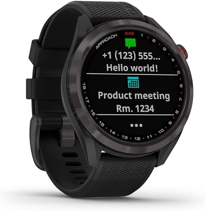 Garmin Approach S42 GPS Golf Smartwatch | Vibrant 1.2" Touchscreen Display | Long Battery Life | Activity and Sleep Tracking | Integrated with Garmin Golf App with Signature Stand Power Bundle