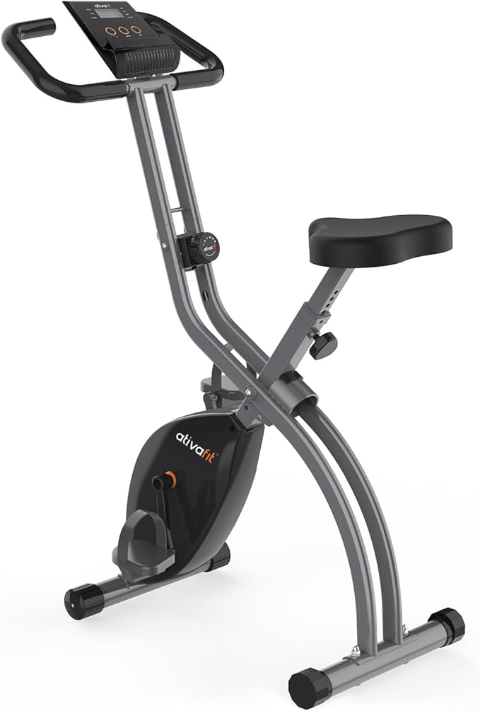 ATIVAFIT Exercise Bike Foldable Fitness Indoor Cycling Bike Magnetic 3 in 1 Upright Recumbent Exercise Bike with Resistance Bands for Home Workout