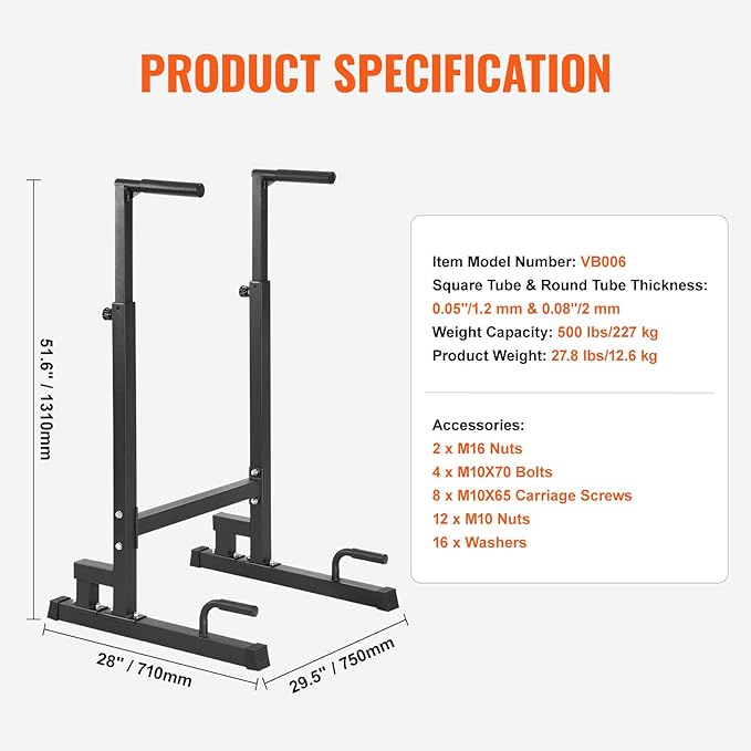 VEVOR Dip Bar 500 lbs