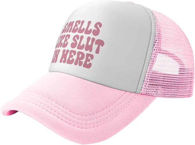 Put It On My Husband's Tab Drinking Trucker Hat - Funny Pink Trucker Hat for Women and Men