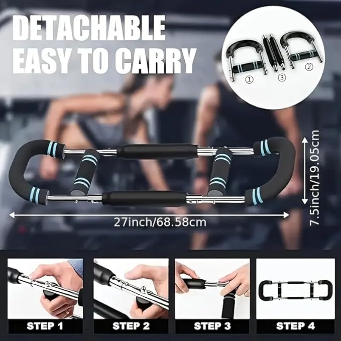 Twister Arm Trainer, 60-100lb Adjustable Chest & Arm Workout Tool, Compact Twister Arm Strengthener, Portable Power Twister Bar with Snap - Together Detachable Design for Fitness Anywhere(Blue)
