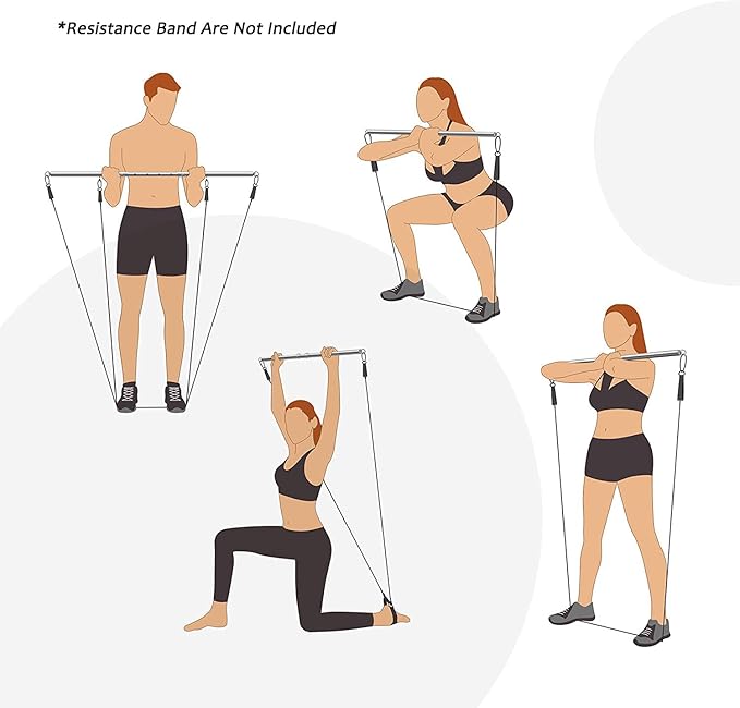 Sovyime Black Portable Exercise Spreader Bar with 4pcs