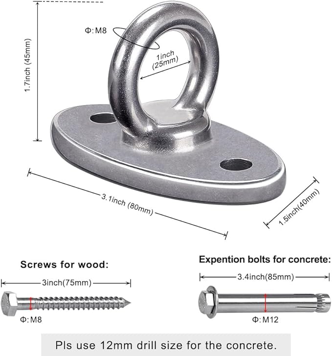 BeneLabel Wall Ceiling Mount Bracket for Suspension Strap Trainer 2800lb Capacity,