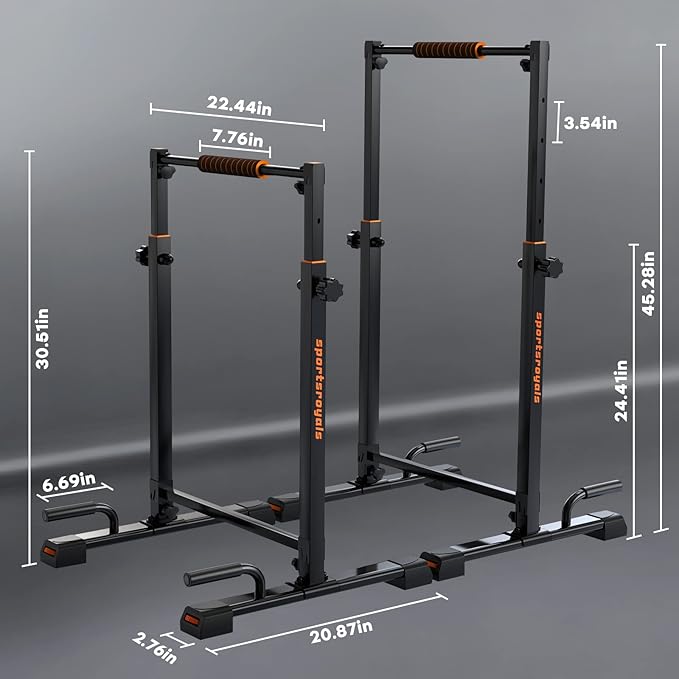 Sportsroyals Dip Bar, Adjustable Dip Stands Station for Home, Functional Heavy Duty Parallette Bars for Upper Body Workout (400/1200LBS Loading Capacity, 2025 New Version)