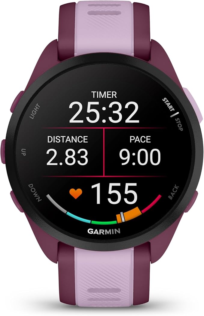 Garmin Forerunner 165 Music GPS Running Smartwatch, Fitness Tracker Smart Watch for Men and Women Bundle with Accessories - Berry/Lilac
