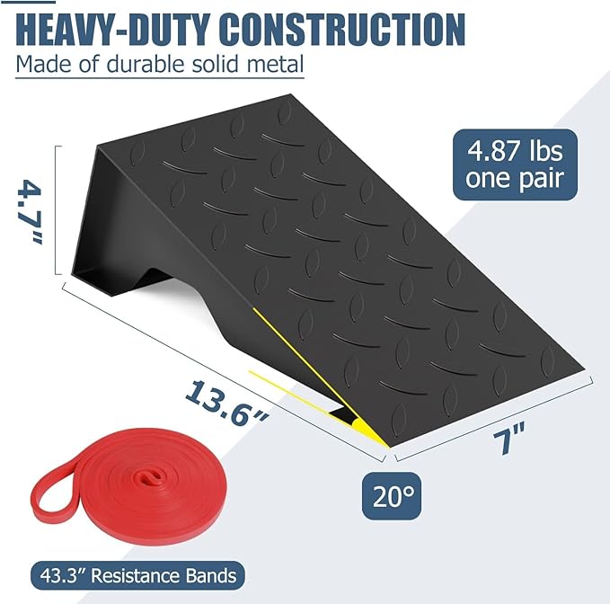 Squat Wedge, Metal Slant Board for Squats, Heel 20 Degree (1 Pair)