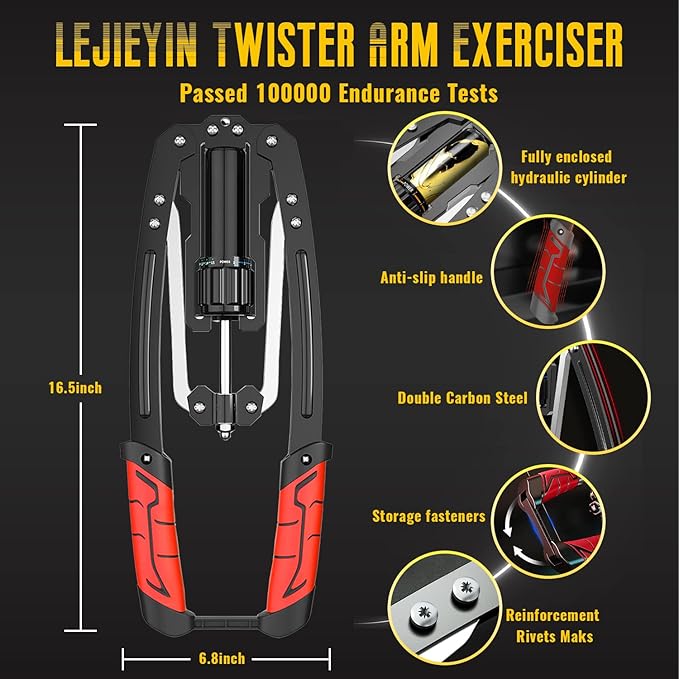 LEJIEYIN Twister Arm Exerciser - Adjustable 22-440lbs Hydraulic