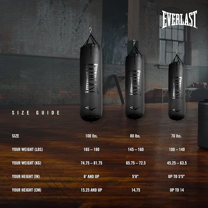 Everlast Elite 2 & Prime Punching Bag – Durable PVC Boxing Bag & Equipment for MMA, Kickboxing, Muay Thai, Home Gym Training
