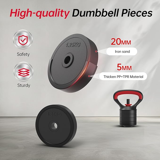 JOROTO Adjustable Dumbbell Set, Weights Dumbbells Set with Connector, 4 in1 Workout Weight Set for Home Gym Used as Barbell, Kettlebells, Push up Stand, Men Women Exercise Fitness Equipment