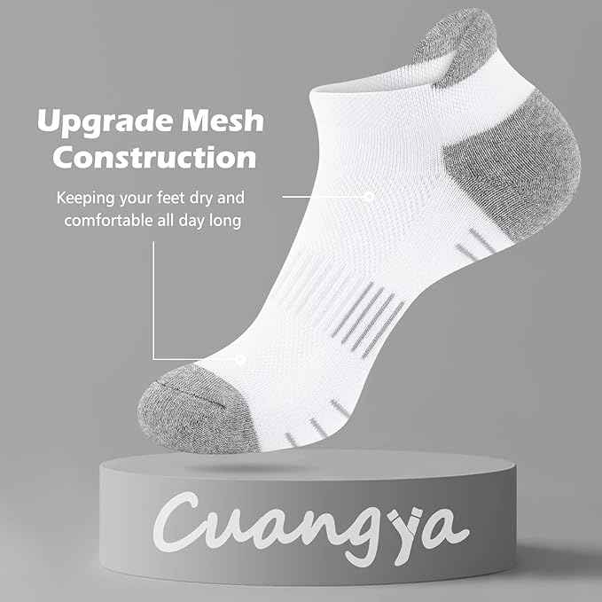 Ankle Socks Women Athletic No Show Socks Running Comfort Cushioned 5-Pairs