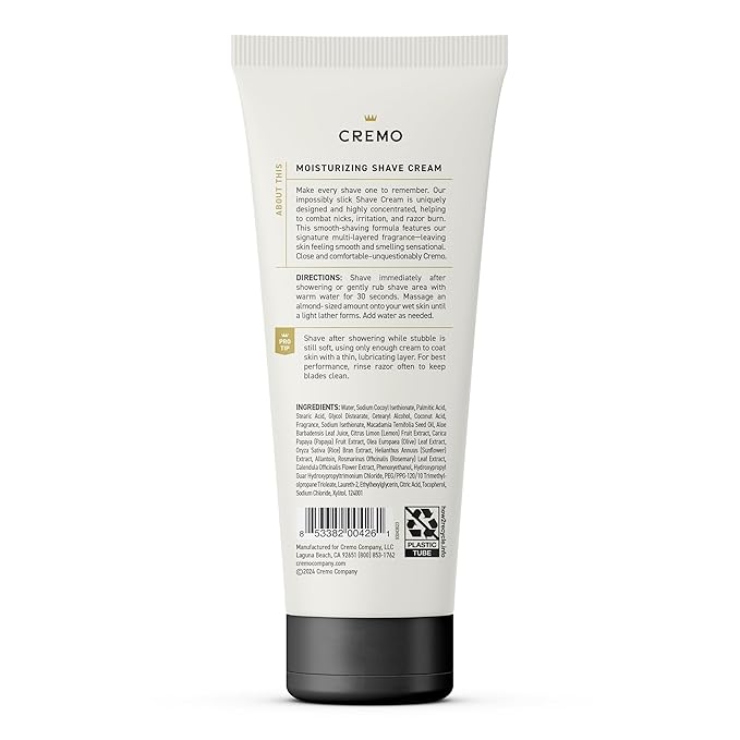 Cremo Silver Water & Birch Shave Cream, Astonishingly Superior Ultra-Slick Shaving Cream for Men, Fights Nicks, Cuts and Razor Burn, 6 Fl Oz
