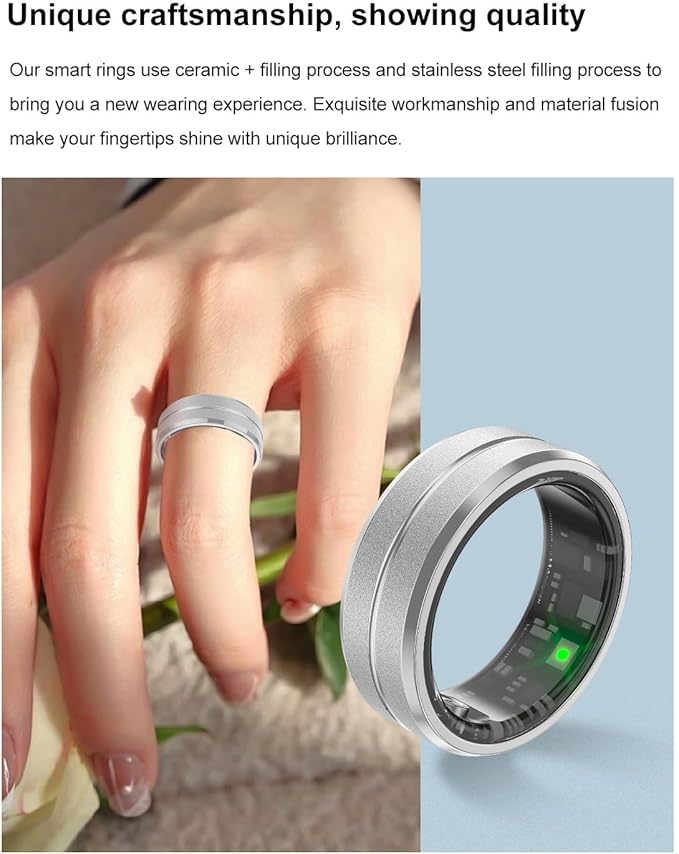 Smart Ring Fitness Tracker for Men and Women, Heart Rate & Blood Oxygen Monitor & Sleep Monitoring, Remote Selfie Control Ring, Waterproof Wearable Smart Rings (9)