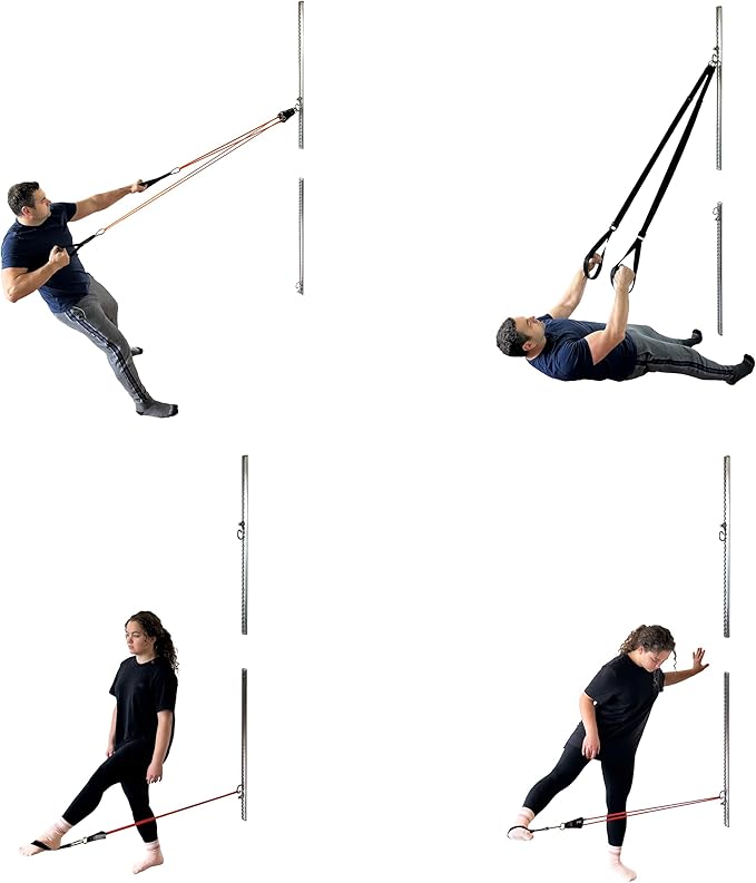Aluminum Wall-Mounted Anchor Fitness System - Adjustable, Multi-Functional, Space Saving Home Gym Solution for Strength Training, Workout Goals | 100+ Exercises, Easy Installation, 300lbs Capacity