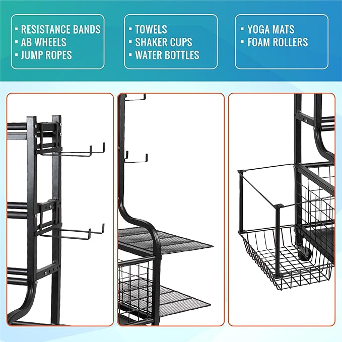 STUFFSTASH Heavy Duty Dumbbell Rack, Sheet Steel Shelf and Base, Ideal for Home Gym Dumbbells, Kettlebells, Yoga Mat Storage