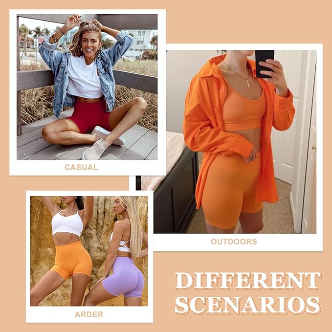 CAMPSNAIL Workout Biker Shorts Women - 3"/5"/8" High Waisted Tummy Control Spandex Booty Volleyball Shorts for Yoga Dance