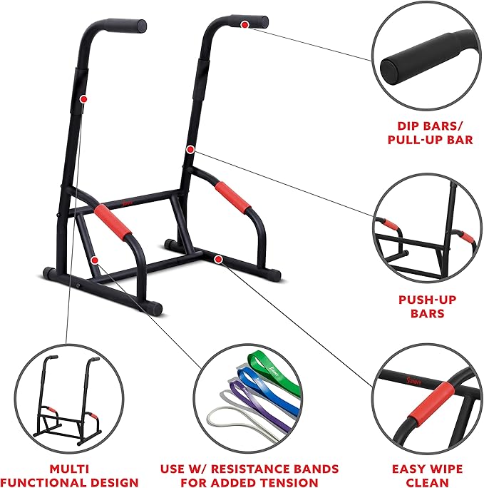 Sunny Health & Fitness Adjustable Multi-Use Dip Station Bar