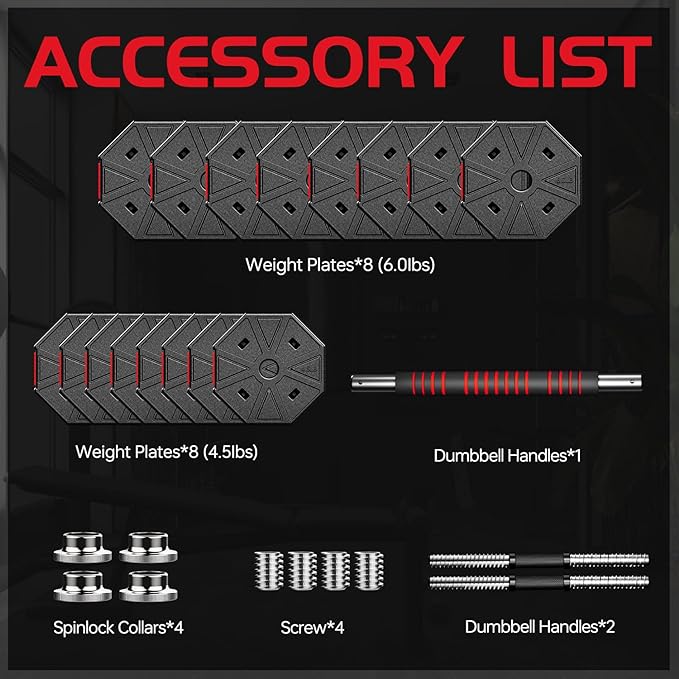Adjustable Weights Dumbbells Set, 44Lbs 66Lbs 88Lbs 3 in 1 Adjustable Weights Dumbbells Barbell Set, Home Fitness Weight Set Gym Workout Exercise Training with Connecting Rod for Men Women