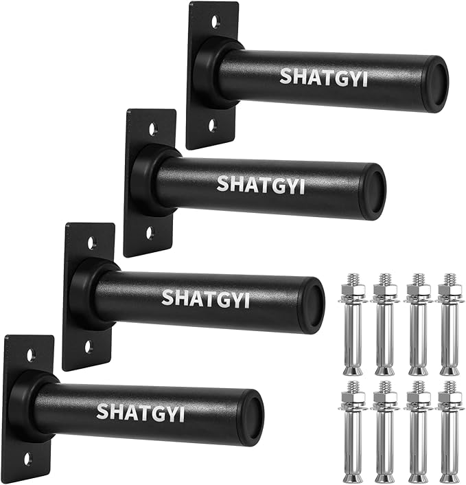 Wall-Mounted Weight Plate Holder (4-Pack) , Heavy Duty 330LB Capacity Rack for 2" Olympic Plates | Compact Home Gym Storage Solution