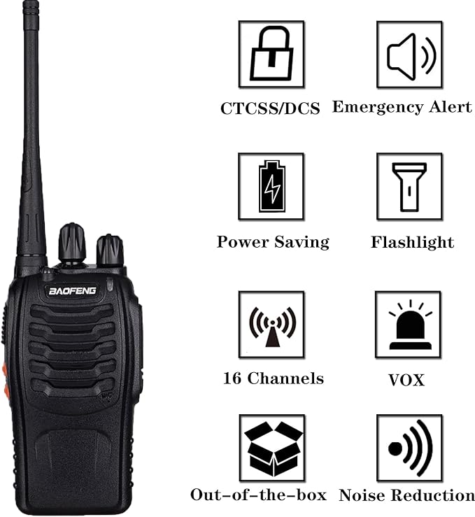 BAOFENG 888S Walkie Talkies Long Range for Adults Earpieces,16 Channel (3Pack)
