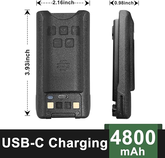 BAOFENG UV-9G Battery USB-C Charger Enlarge 4800mAh Capacity BL-9 Li-ion UV-9R Plus GMRS-9R Accessories BF-T57 Walkie