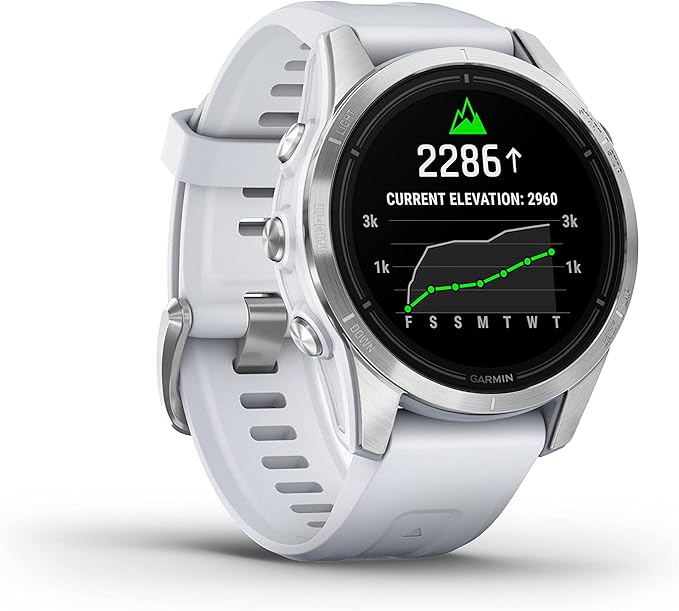 Wearable4U - Garmin epix Pro (Gen 2), 42mm, High Performance Smartwatch, Advanced Training Technology, Built-in Flashlight, Whitestone with White Earbuds Bundle