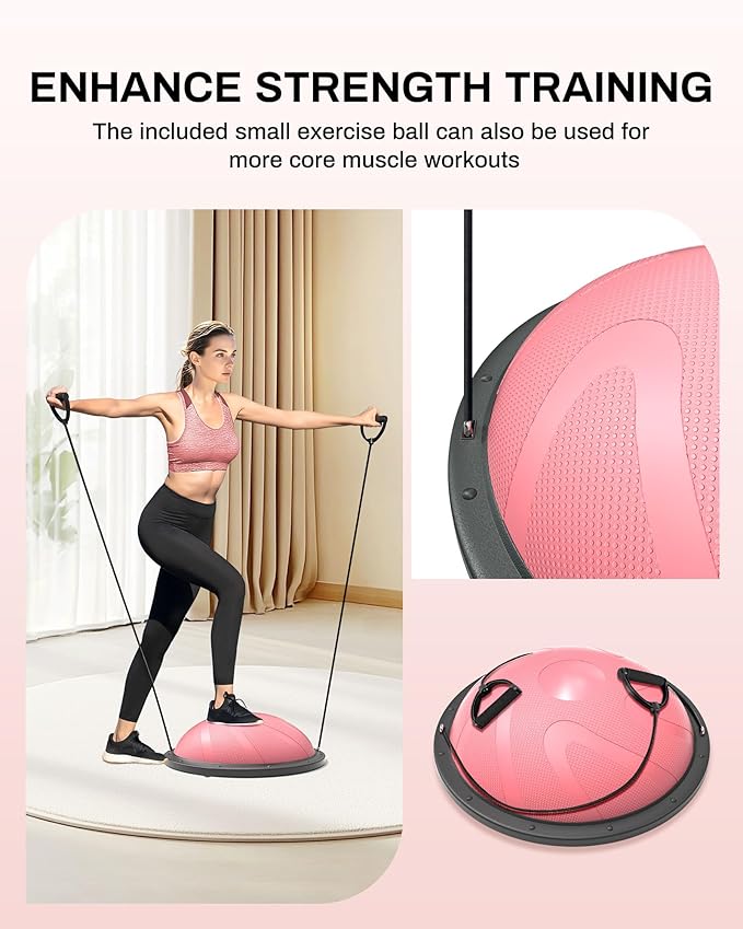 nonogo Half Balance Ball Trainer with Resistance Bands & Small Exercise Ball, Stability Ball for Core Strength, Full Body Workout, Yoga, Fitness, Physical Therapy