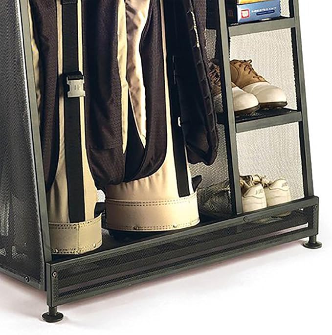 Suncast Golf Bag & Golfing Equipment Heavy-Duty Metal Organizer Rack w/ 3 Storage Shelves