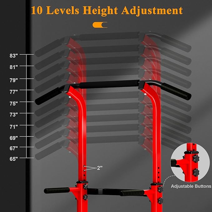 DlandHome Power Tower Pull Up Dip Station Multi-Function Fitness Equipment for Strength Training Adjustable Height Dip Stand for Home Gym