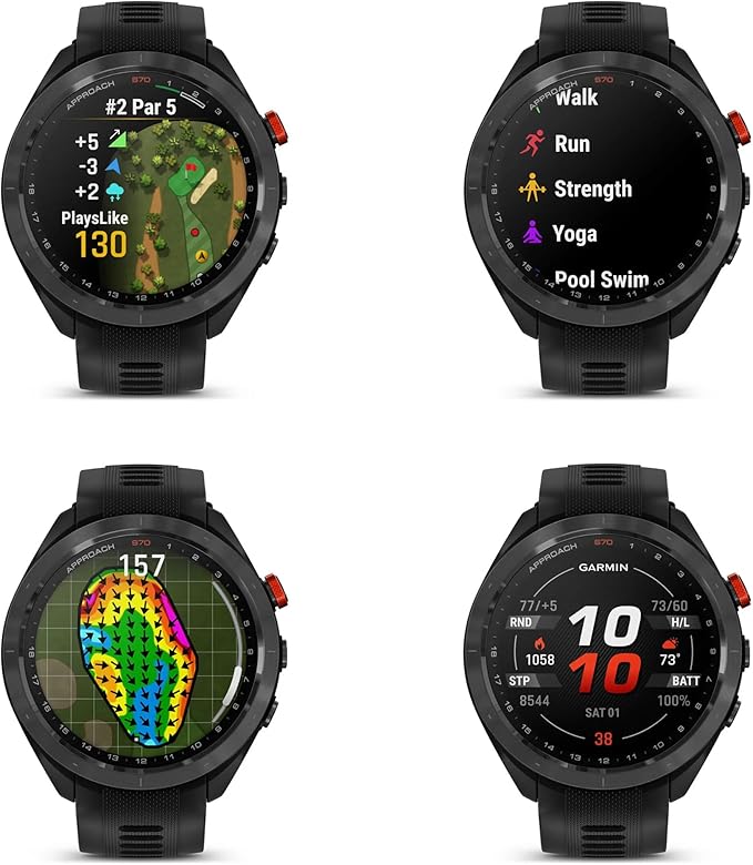Garmin Approach S70 47MM Golf GPS Fitness Tracker Smartwatch for Men, Lightweight 1.2" Touchscreen AMOLED Display and 42000 Preloaded Courses -Black- Garmin Watches for Men