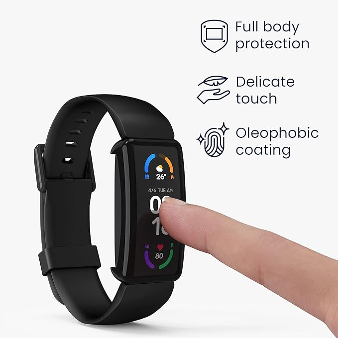 kwmobile Case Compatible with Fitbit Inspire 3 / Inspire 2 / Ace 3 Case - 2X TPU Silicone Fitness Tracker Cover - Transparent/Black