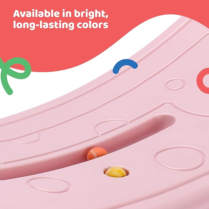 Dazmers Balance Board - Plastic Wobble Board for Improving Balance - Rocker Curvy Board - Balance Trainer Board for Yoga and Overall Fitness - Balancing Toys for Children and Adult - Pink