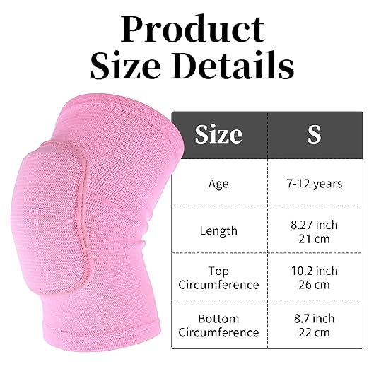 Sibba Kids Knee Pad, Breathable Elastic Knee Brace, Anti-Slip Padded Sponge Knee Protector for Volleyball Dance Running Skating Basketball Football Sports(Pink)
