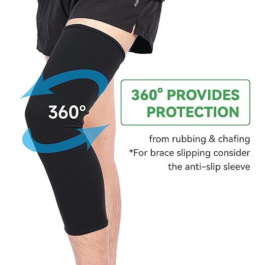 Orthomen Knee Brace Undersleeve, Reaction Compression Support Closed Patella Protects Skin from Abrasions and Irritations,Comfortable,Breathable, Lightweight,Non Slip Material (Pack of 2) Medium