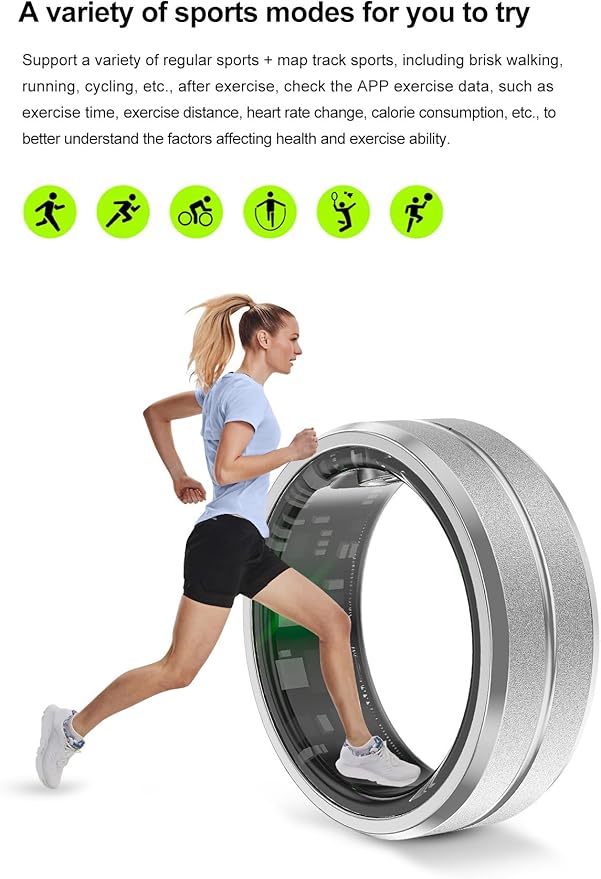 Smart Ring Fitness Tracker for Men and Women, Heart Rate & Blood Oxygen Monitor & Sleep Monitoring, Remote Selfie Control Ring, Waterproof Wearable Smart Rings (9)