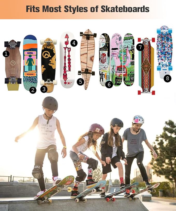 Koutemie Skateboard Rack Wall Mount with Five-Layer Skate Board Stand for Storage Longboard Deck Organizer, Skateboard Wall Display Hanger Holder with 6 Hooks for Home or Garage