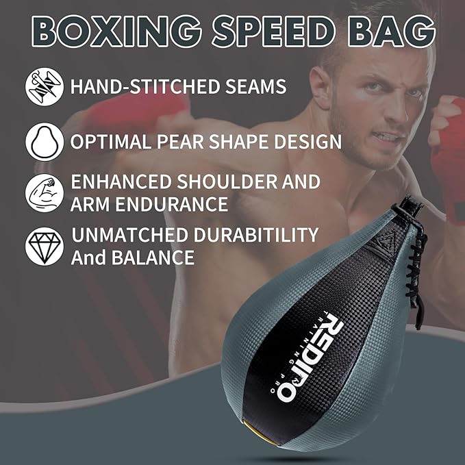 Boxing Speed Bag - PU Leather Speed Punching Ball for Boxing, MMA Training Speed Ball Reflex Ball Boxing Equipment, Punching Bag Workout Kicking Training Home Gym Exercise Speed Ball